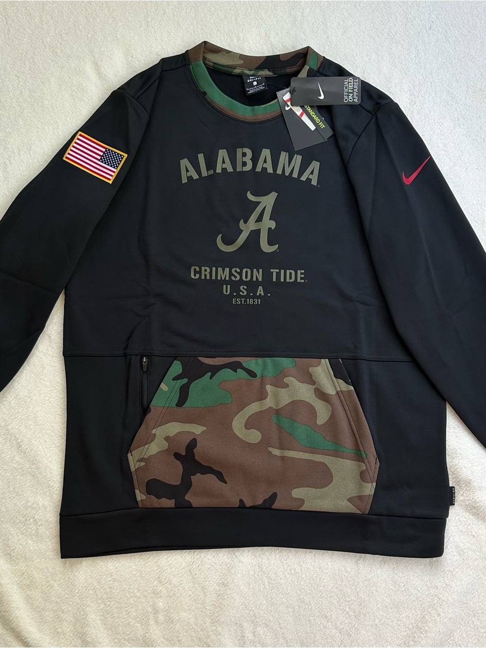 Nike Alabama Crimson Tide On-Field Camo Sweater Crewneck Mens Large
